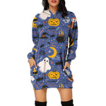 YESFASHION Halloween Women Hooded Long-sleeve Dress