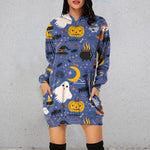YESFASHION Halloween Women Hooded Long-sleeve Dress