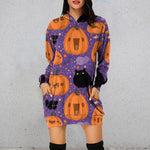 YESFASHION Halloween Women Hooded Long-sleeve Dress
