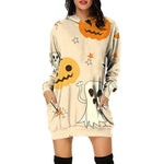 YESFASHION Halloween Women Hooded Long-sleeve Dress