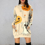 YESFASHION Halloween Women Hooded Long-sleeve Dress