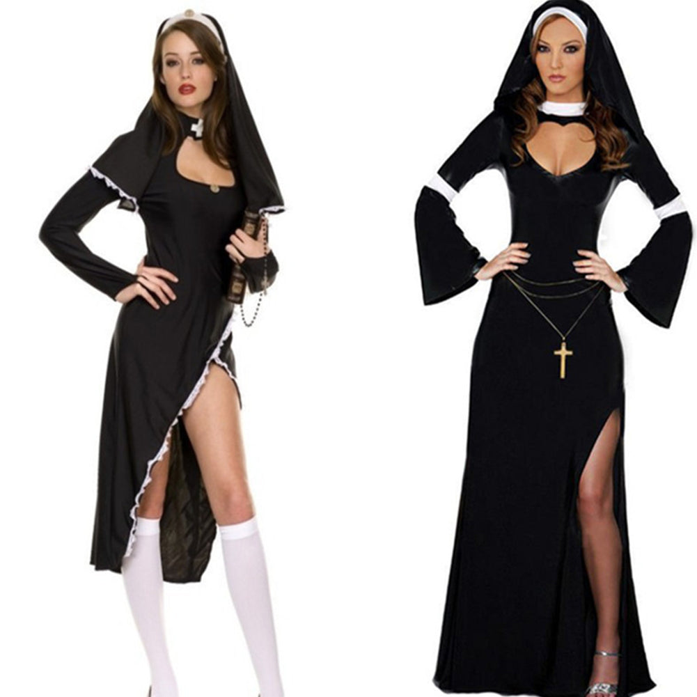 YESFASHION Halloween Nun Dress Female Taoist Party Uniform
