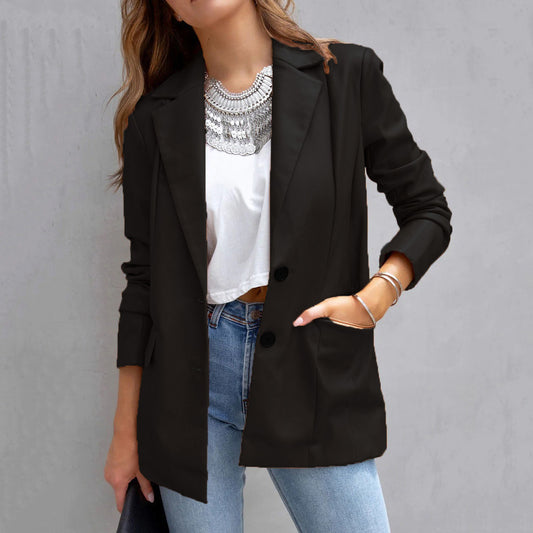 YESFASHION Women Pocket Casual Leather Suit