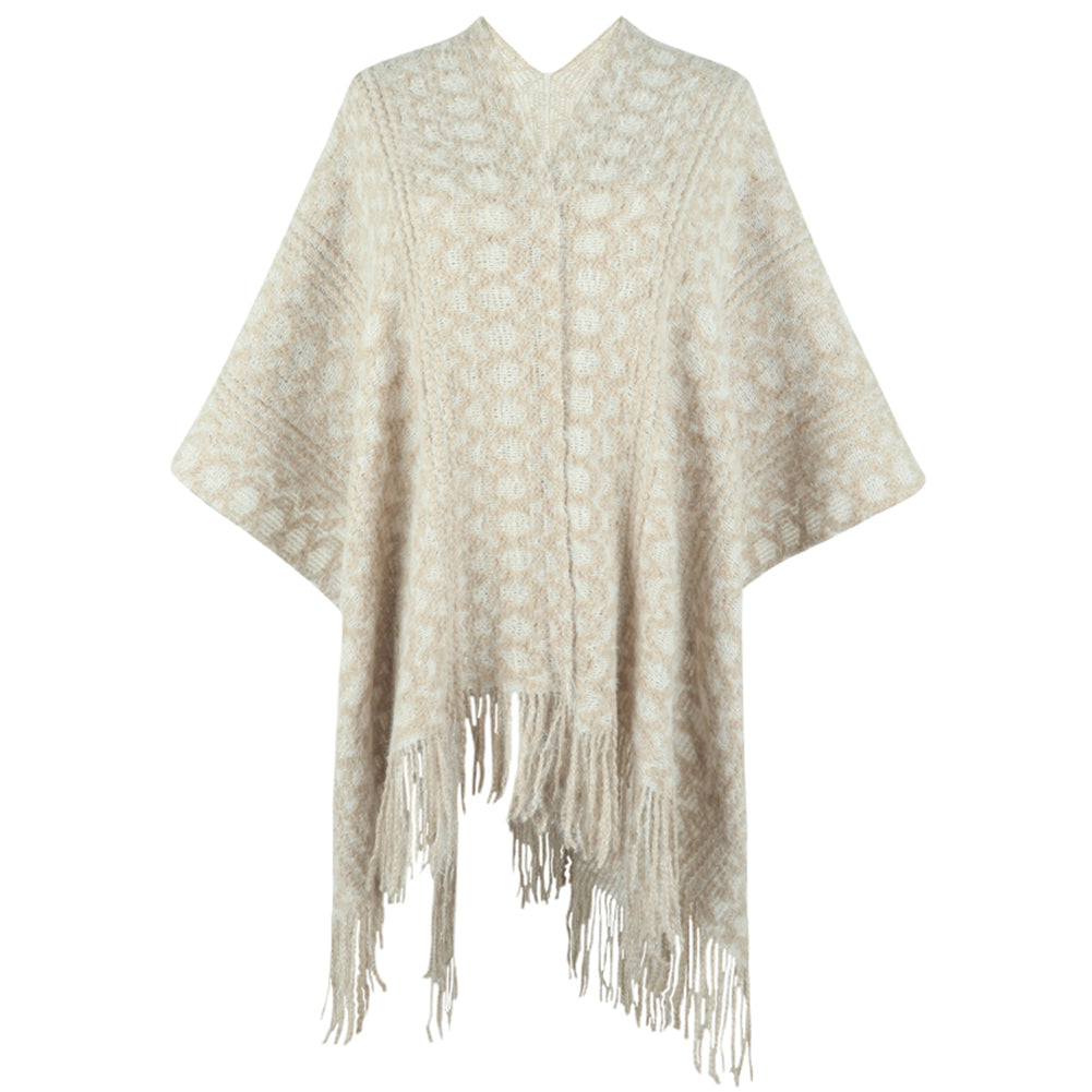 YESFASHION Knit Tassel Cape Cape Sweaters Women Cardigan