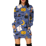 YESFASHION Halloween Hooded Long-sleeve Dress
