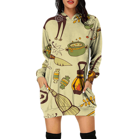 YESFASHION Halloween Loose Long Sleeve Sweatshirts Dress