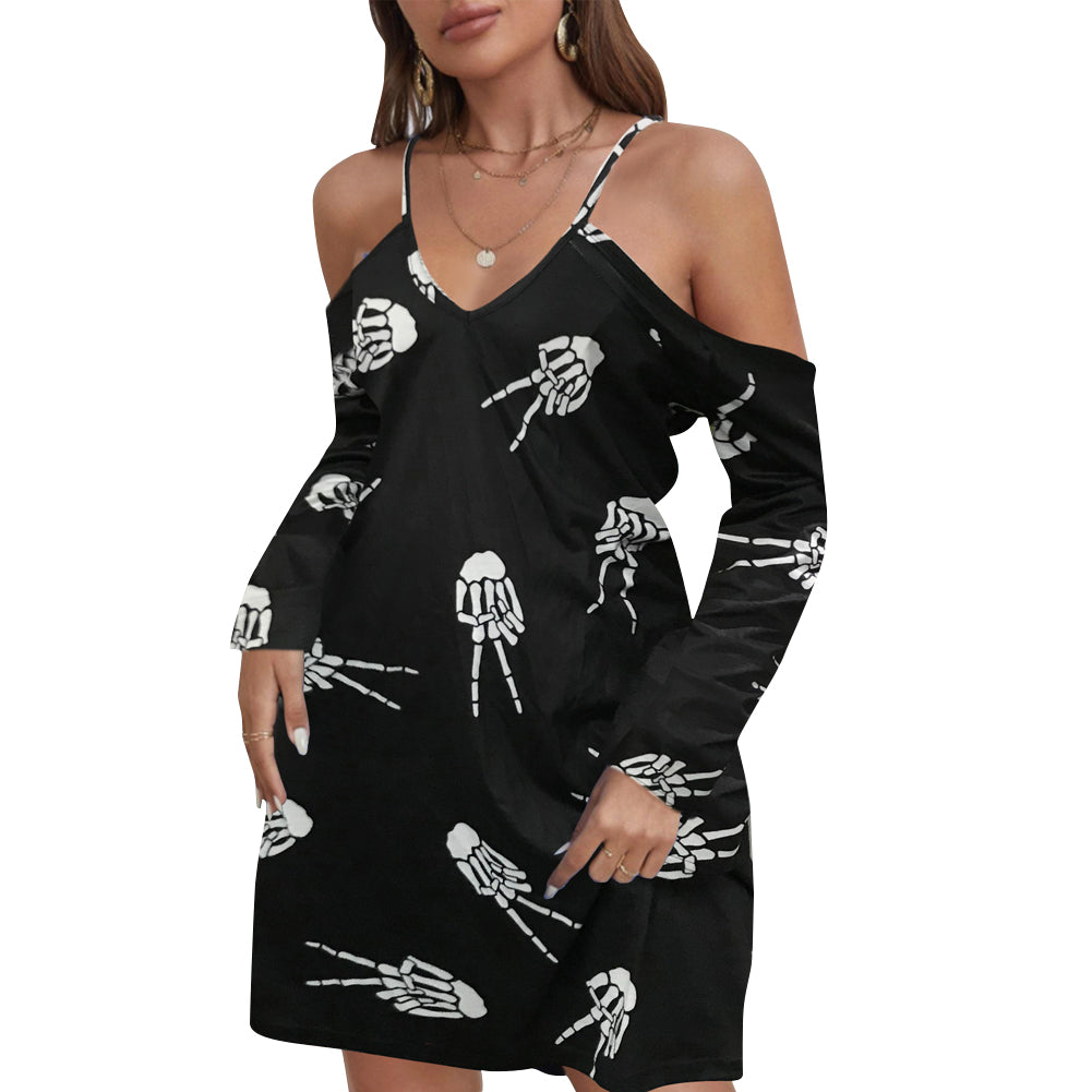 YESFASHION Halloween Women V-neck Loose Slip Dress