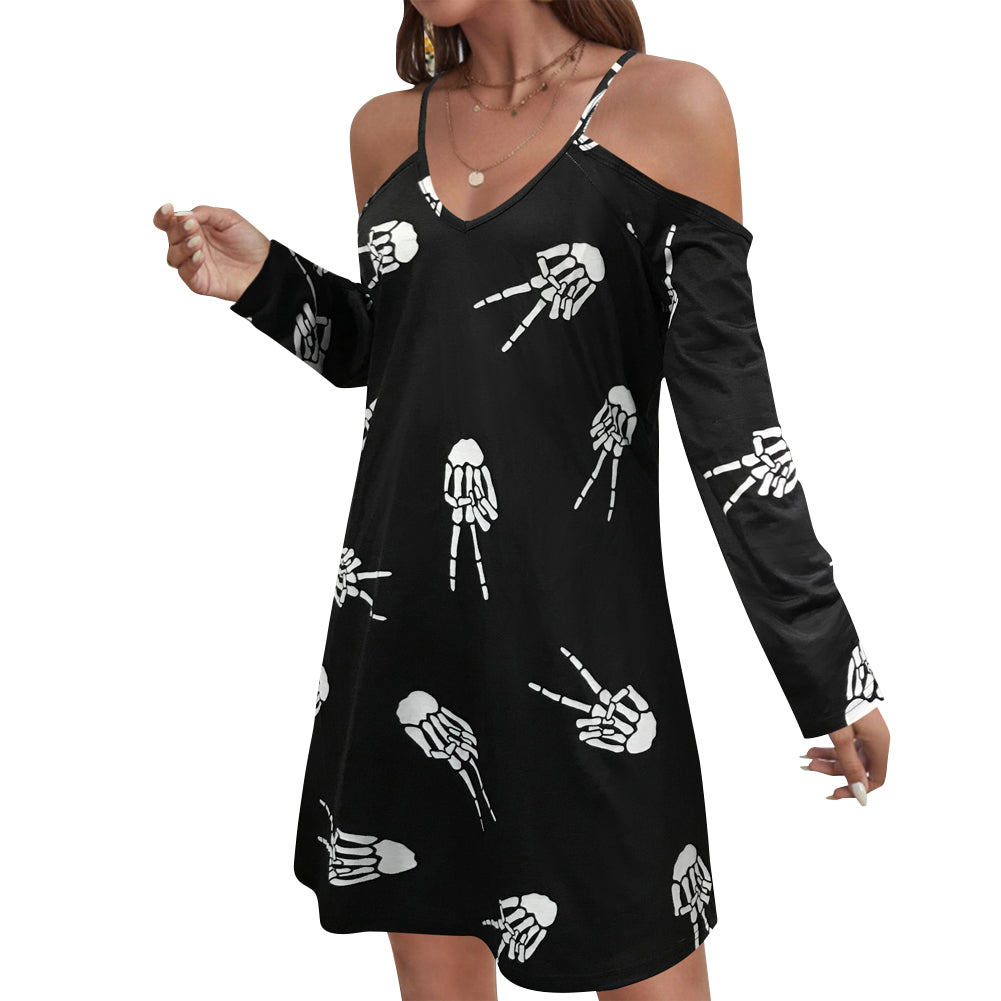 YESFASHION Halloween Women V-neck Loose Slip Dress