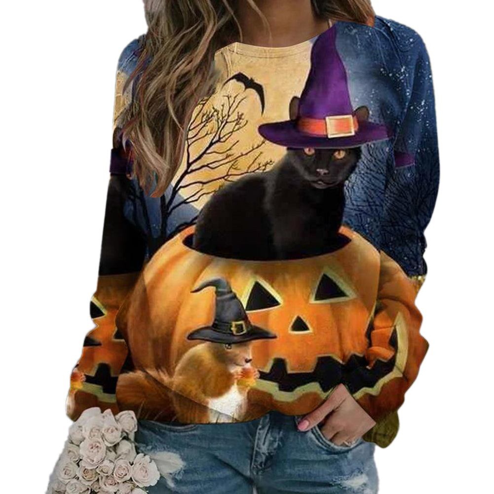 YESFASHION Halloween Casual Print Sweatshirts
