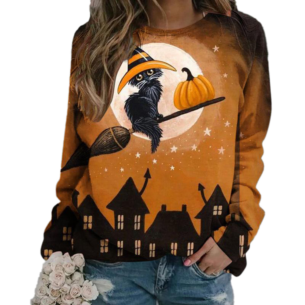 YESFASHION Halloween Casual Print Sweatshirts