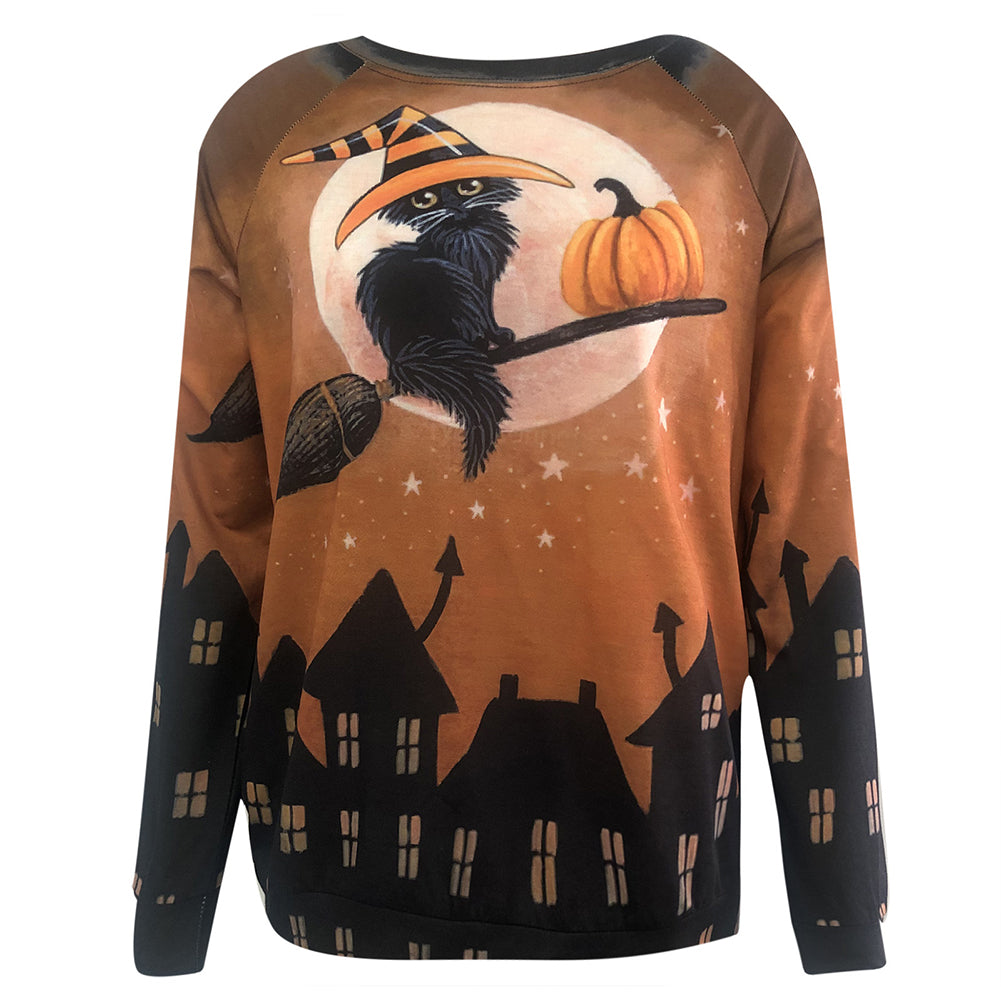 YESFASHION Halloween Casual Print Sweatshirts