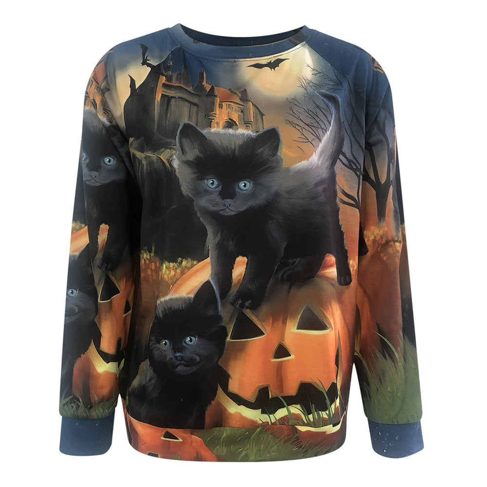 YESFASHION Halloween Casual Print Sweatshirts