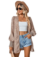 YESFASHION Women Leopard Print Coats Cardigan Jacket