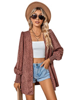 YESFASHION Women Leopard Print Coats Cardigan Jacket
