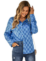 YESFASHION Cardigan Casual Check Jacquard Shirts