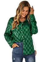 YESFASHION Cardigan Casual Check Jacquard Shirts