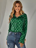 YESFASHION Cardigan Casual Check Jacquard Shirts