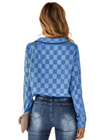 YESFASHION Cardigan Casual Check Jacquard Shirts