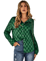 YESFASHION Cardigan Casual Check Jacquard Shirts