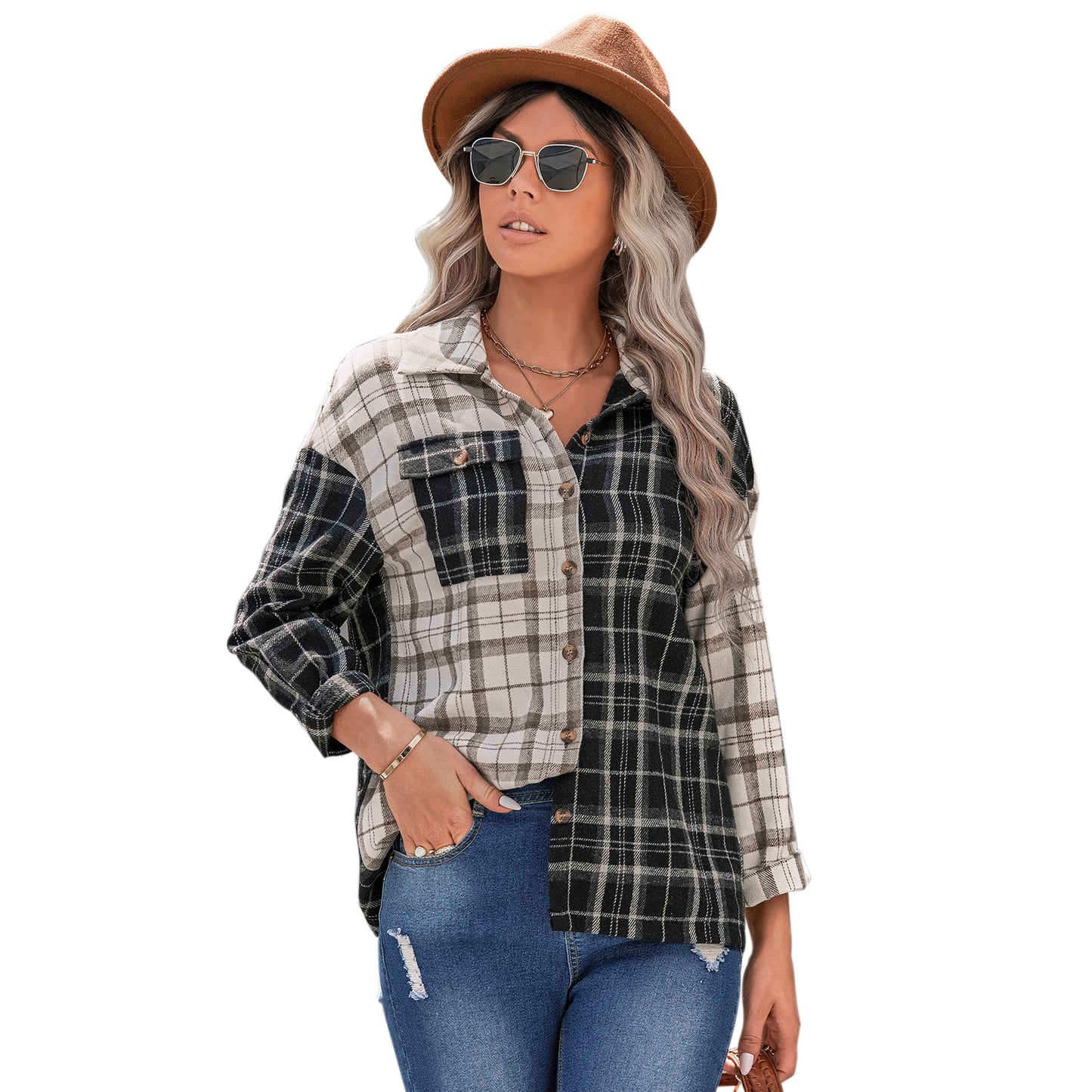 YESFASHION Women Long Sleeve Cardigan Loose Shirt Tops