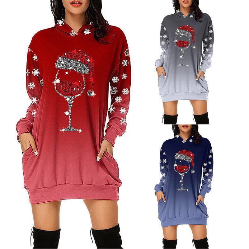 YESFASHION Christmas Printed Hooded Sweatshirts