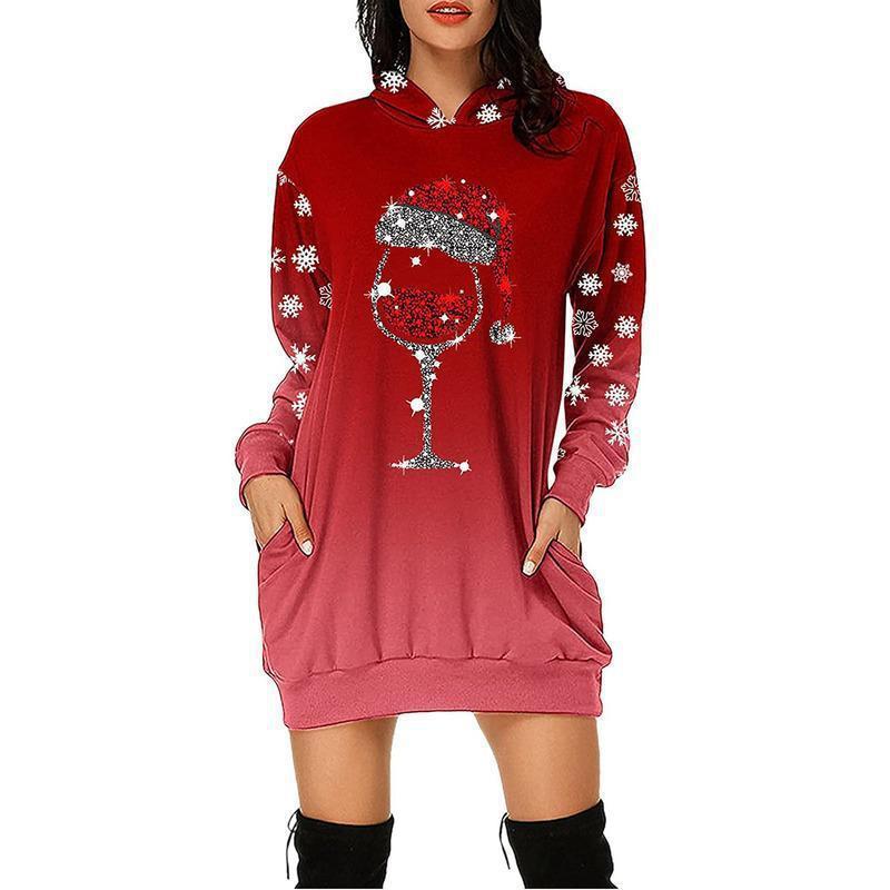 YESFASHION Christmas Printed Hooded Sweatshirts