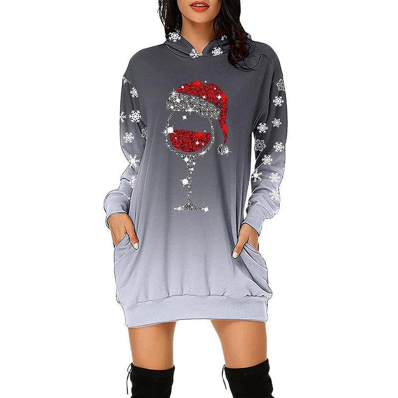 YESFASHION Christmas Printed Hooded Sweatshirts