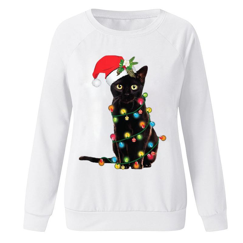 YESFASHION Christmas Print Long Sleeve Women T-shirt