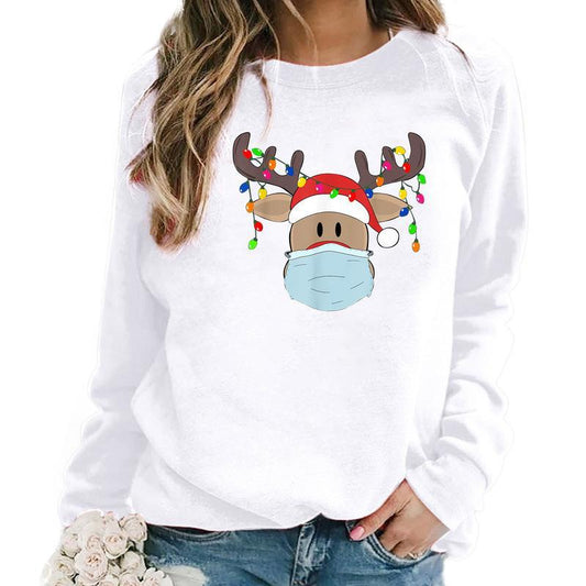 YESFASHION Tops Long Sleeve Christmas Elk Women T-shirt