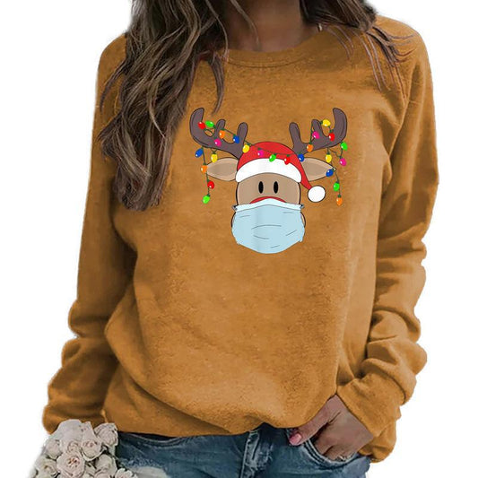 YESFASHION Tops Long Sleeve Christmas Elk Women T-shirt