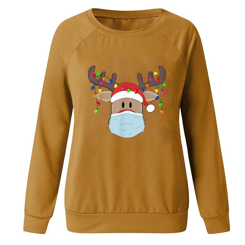 YESFASHION Tops Long Sleeve Christmas Elk Women T-shirt