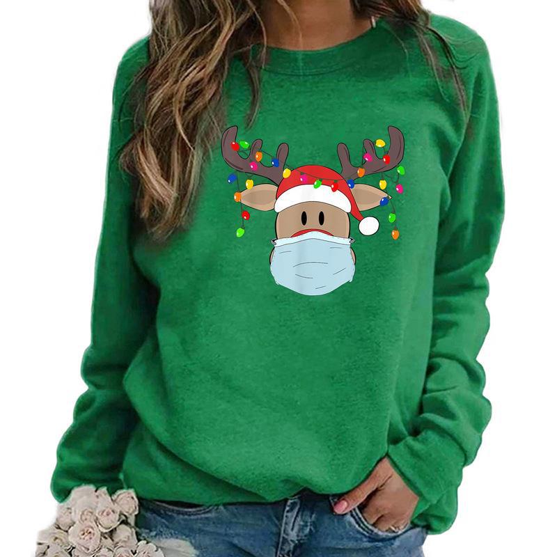 YESFASHION Tops Long Sleeve Christmas Elk Women T-shirt