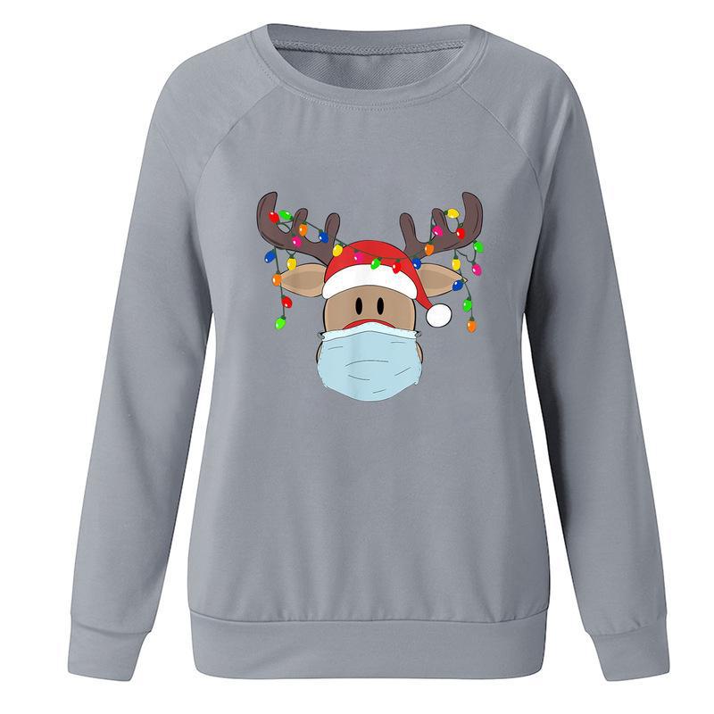 YESFASHION Tops Long Sleeve Christmas Elk Women T-shirt