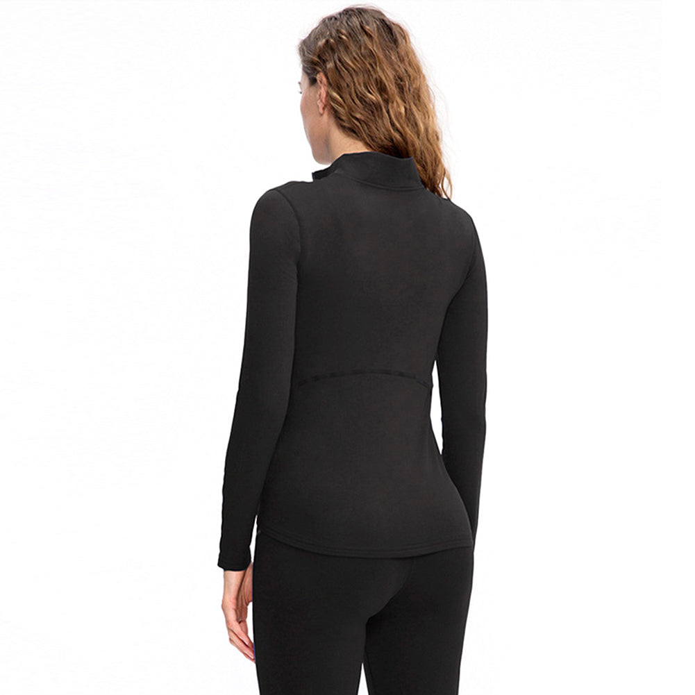 YESFASHION Women Running Slim Tops Half Zip Yoga Fleece Sweatshirts