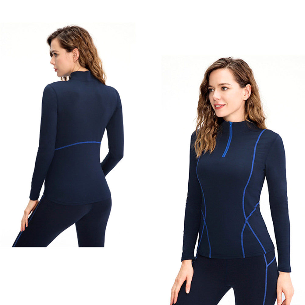 YESFASHION Women Running Slim Tops Half Zip Yoga Fleece Sweatshirts