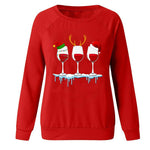 YESFASHION Santa Hat Graphic Print Crew Neck Raglan Women Sweatshirts