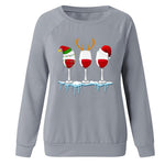 YESFASHION Santa Hat Graphic Print Crew Neck Raglan Women Sweatshirts