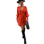 YESFASHION Mid-length Cardigan Solid Color Knitted Sweaters