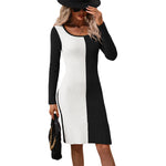 YESFASHION Elegance Commuter Colorblock Knit Sweater Dress