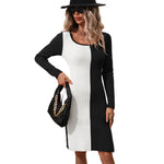 YESFASHION Elegance Commuter Colorblock Knit Sweater Dress