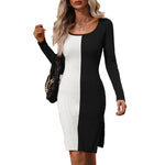 YESFASHION Elegance Commuter Colorblock Knit Sweater Dress