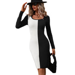 YESFASHION Elegance Commuter Colorblock Knit Sweater Dress