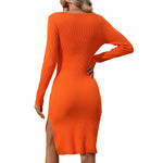 YESFASHION Elegance Commuter Colorblock Knit Sweater Dress