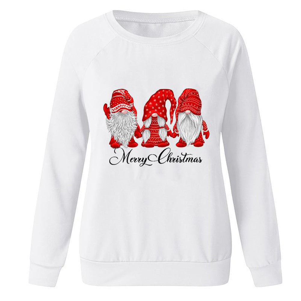 YESFASHION Santa Print Slouchy Raglan Sleeve Women Sweatshirts