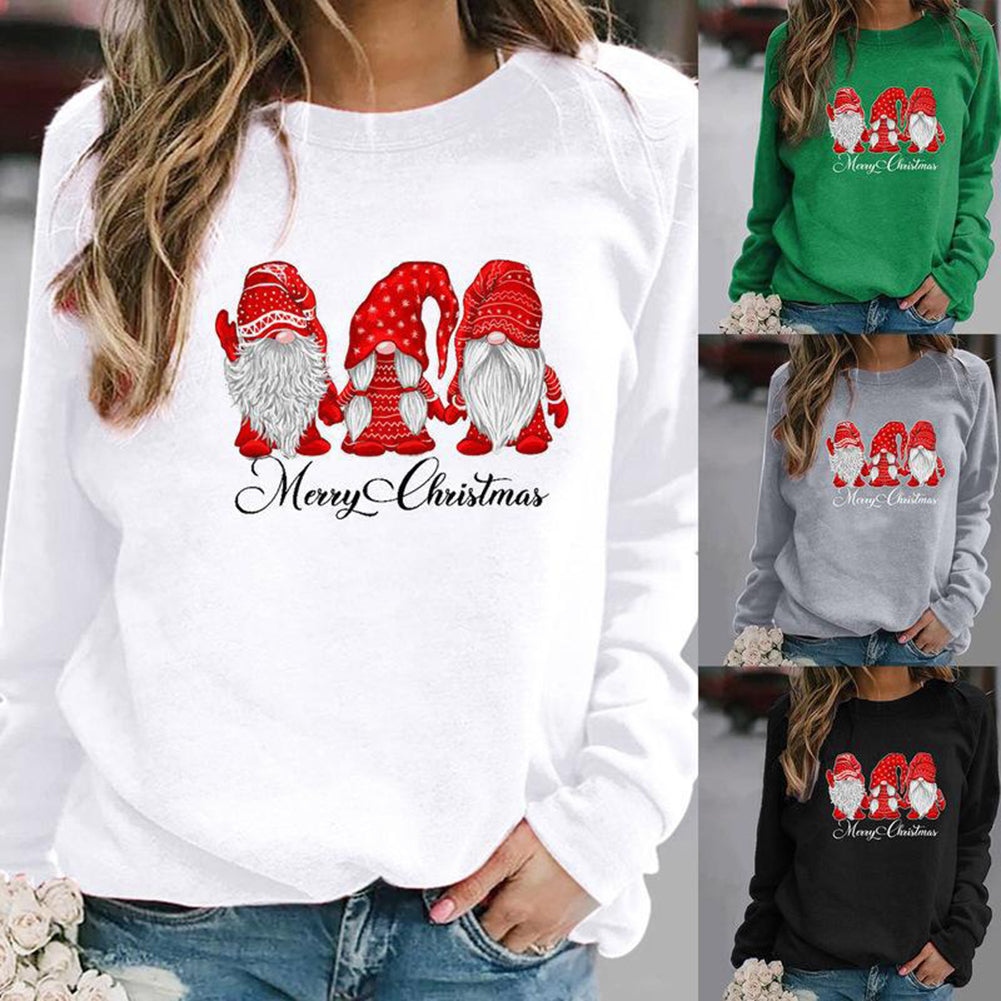 YESFASHION Santa Print Slouchy Raglan Sleeve Women Sweatshirts