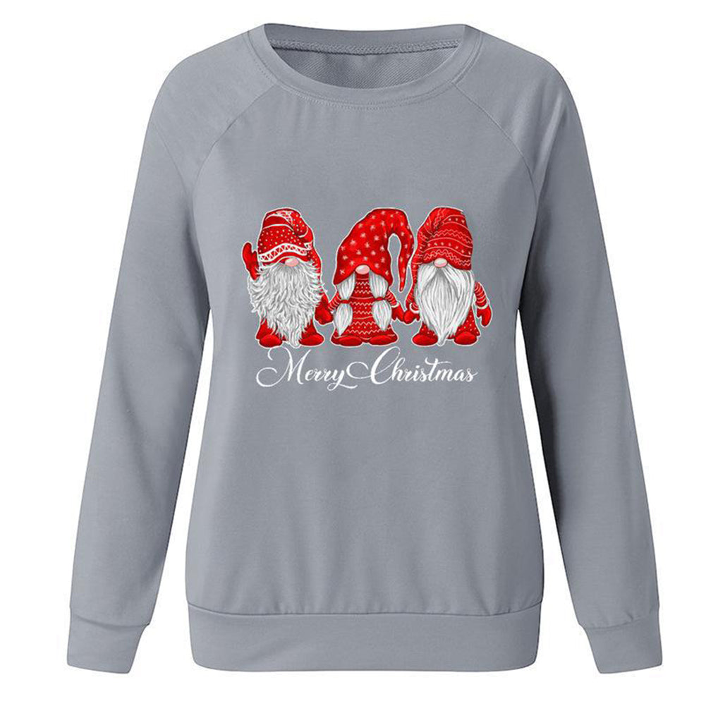 YESFASHION Santa Print Slouchy Raglan Sleeve Women Sweatshirts