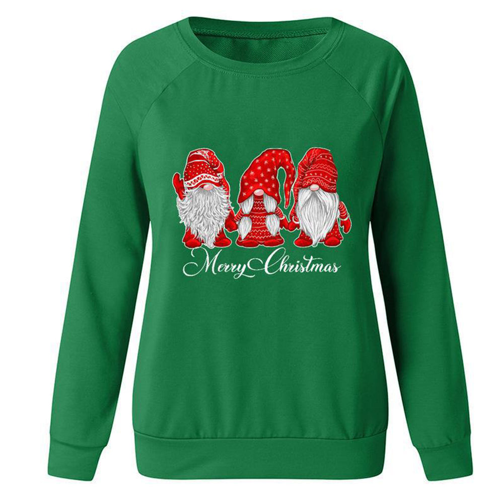 YESFASHION Santa Print Slouchy Raglan Sleeve Women Sweatshirts