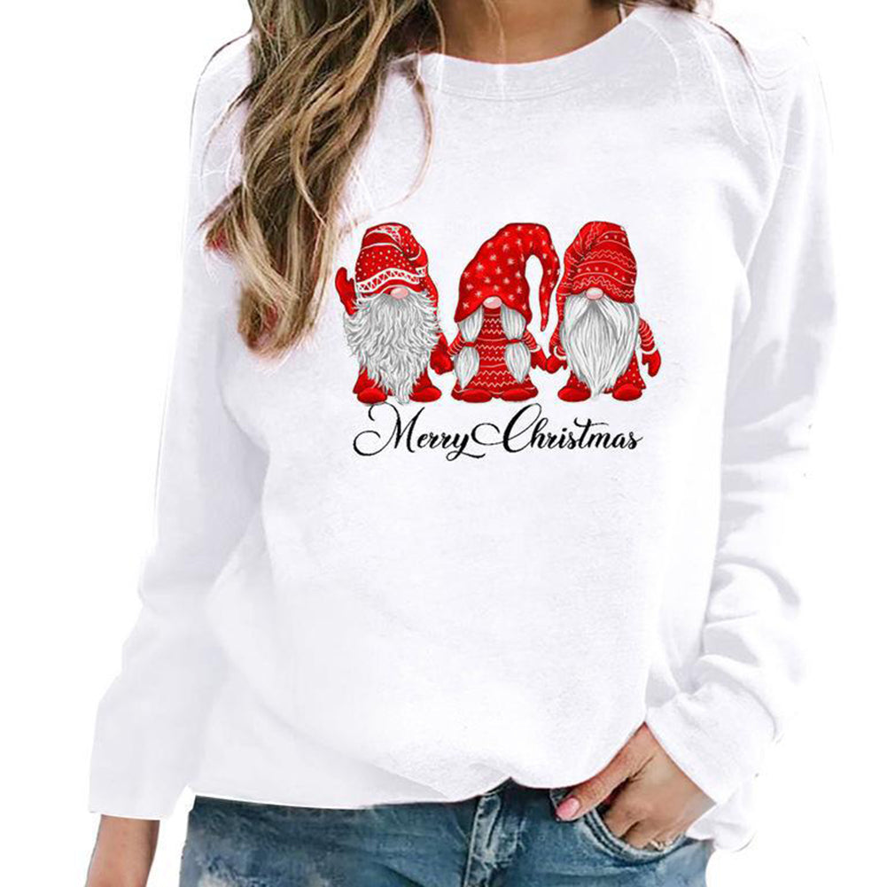 YESFASHION Santa Print Slouchy Raglan Sleeve Women Sweatshirts