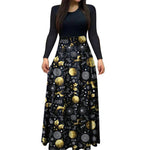 YESFASHION Christmas Day Women Digital Print Crew Neck Panel Dress