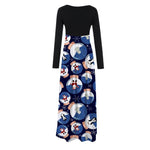 YESFASHION Christmas Day Women Digital Print Crew Neck Panel Dress